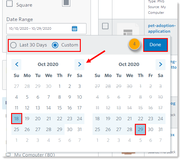 Choose Date Range for Advanced Search