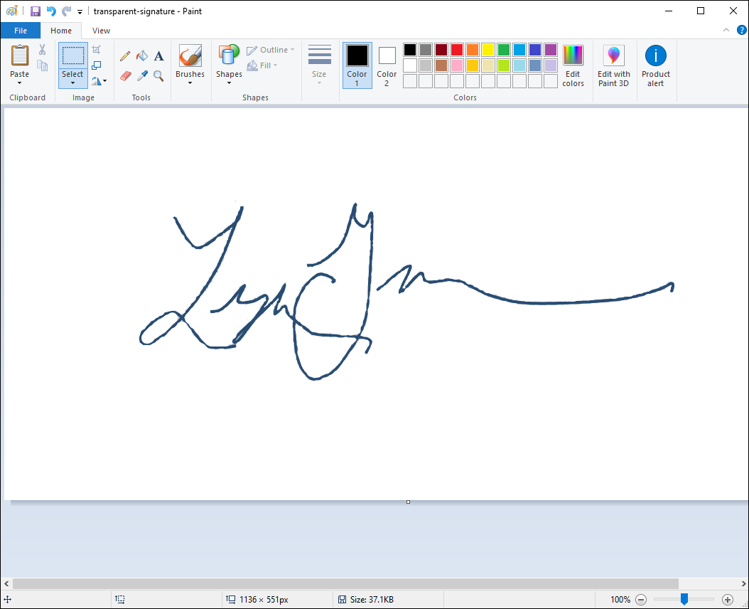 Firma manuscrita utilizando Paint de Microsoft