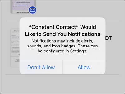 Allow Push Notifications for Constant Contact