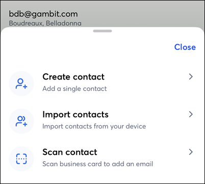 Add Contacts Options