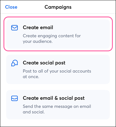 Create a Campaign options