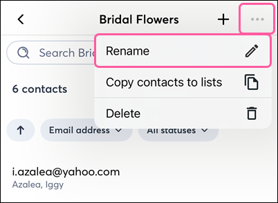 Email List with Edit option