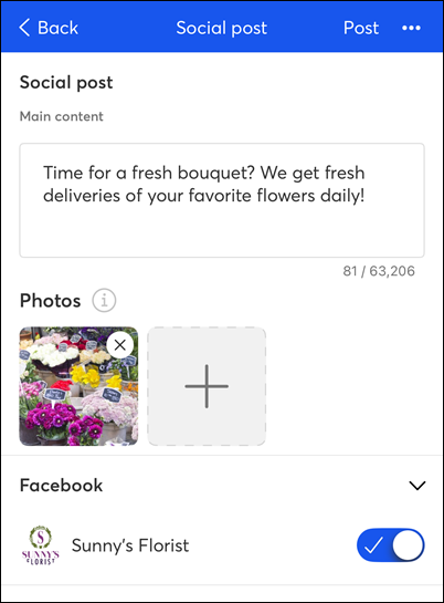 Create Social Post in Mobile App