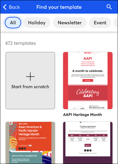 Email template options