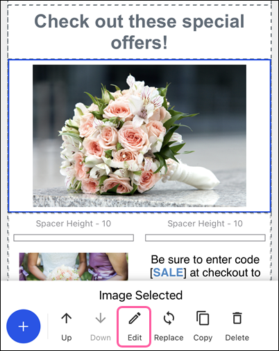 Image selected and Edit icon