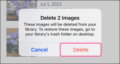 Delete confirmation