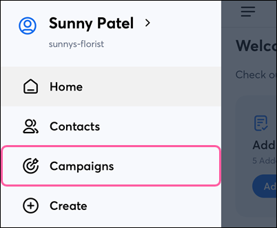 Menu with Campaigns option