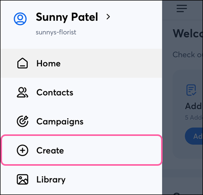 Screenshot of navigation menu.