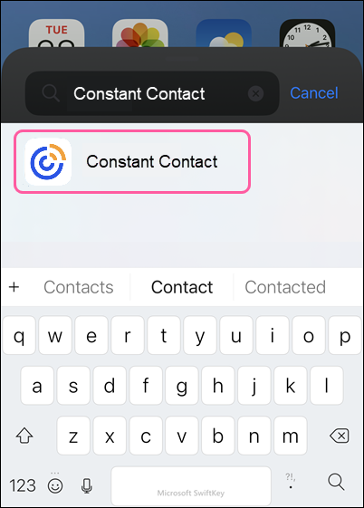 Search for Constant Contact and app selected