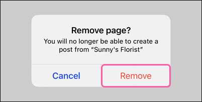Remove Connected Page Confirmation