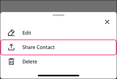 Contact in third-party app with Share Contact option