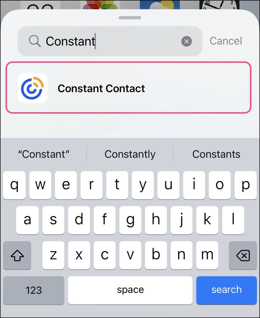 Search bar with Constant entered