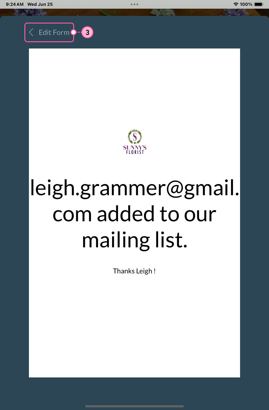 ListBuilder sign-up success message and Edit Form option