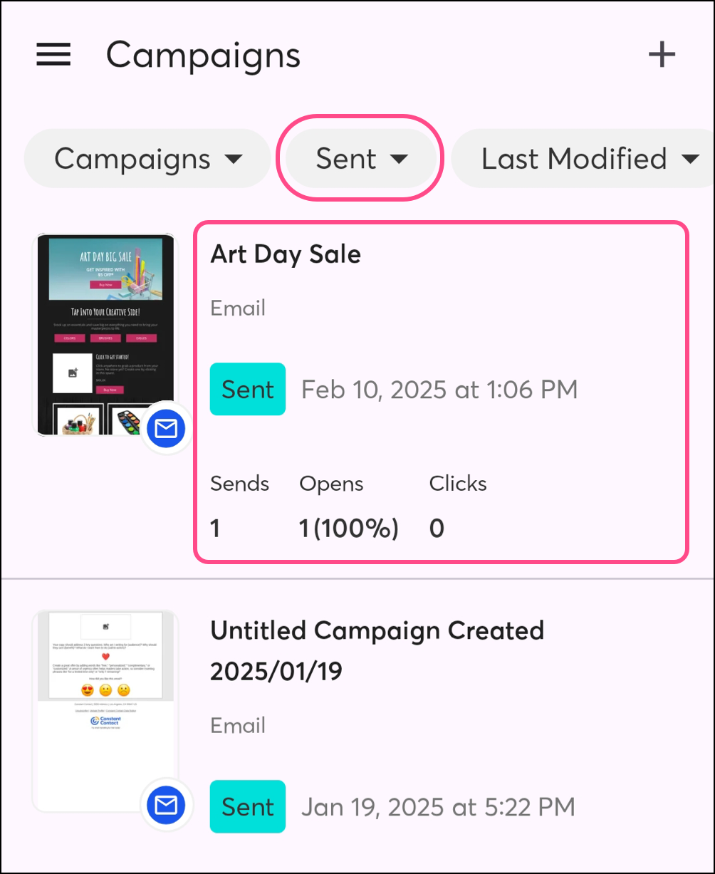 Sent email preview and reporting summary