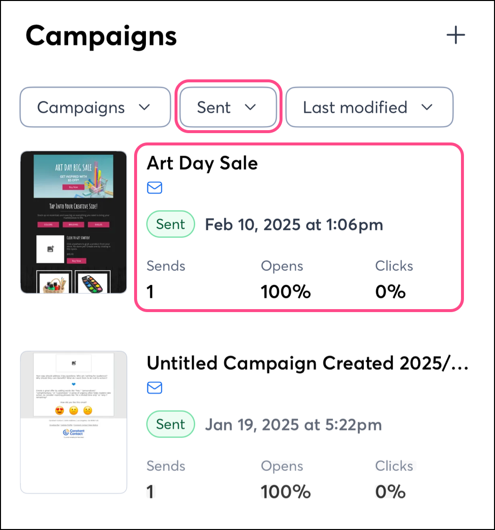 Sent email preview and reporting summary