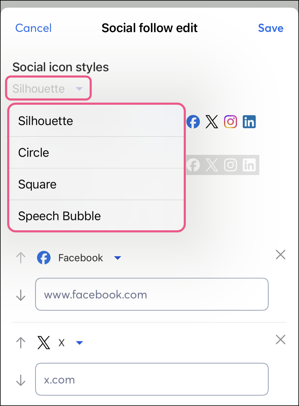Expanded style dropdown