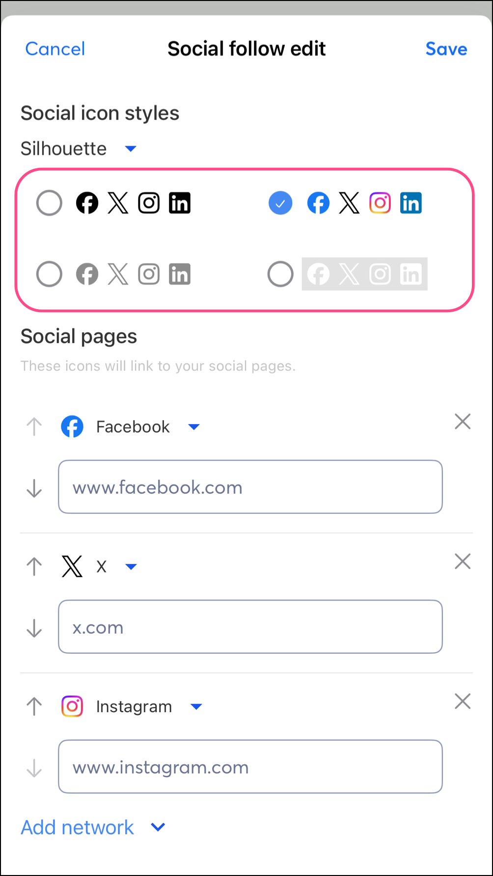 Variety of social icon styles