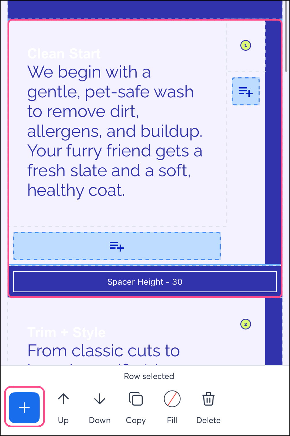 Email template blue add button