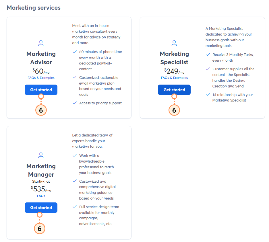 Marketing service options