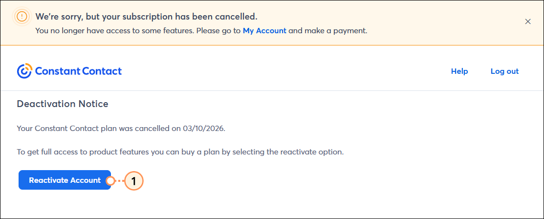 Reactivate account button