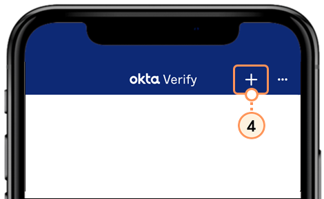 Okta Verify app with plus sign in top right