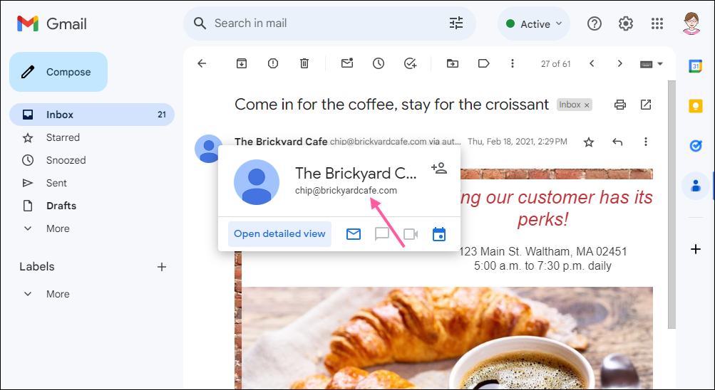 Email in Gmail with From address domain