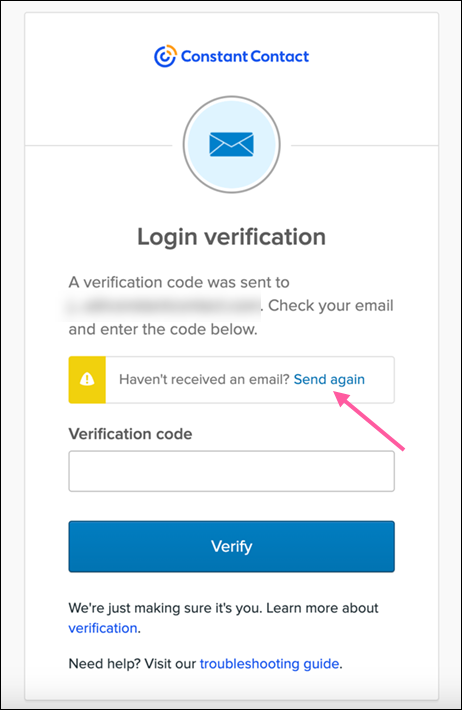 Login Verification screen with Send Again link