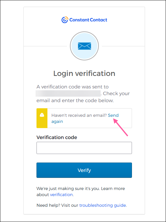 Login Verification screen with Send Again link