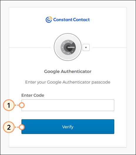 Inicio de sesión con MFA a través del Autenticador de Google, campo Enter Code (Ingresar código) y botón Verify (Verificar)