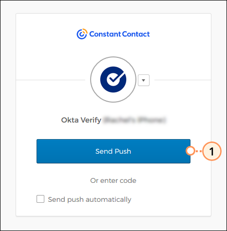 Inicio de sesión con MFA a través de Okta Verify y botón Send Push (Enviar notificaciones push)