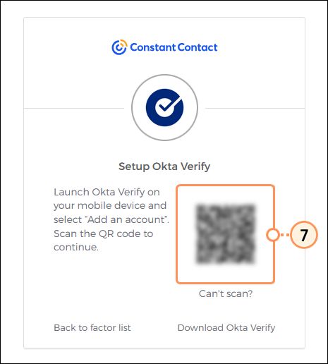 Okta Verify app with Scan a QR Code button