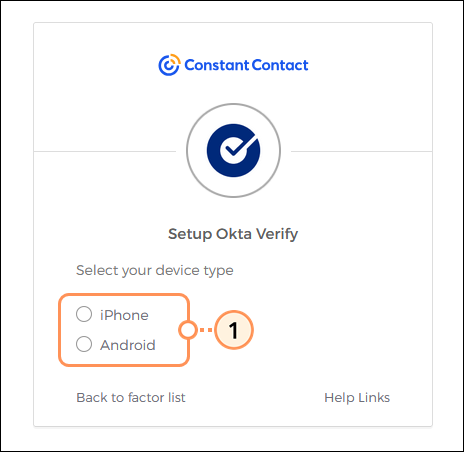Setup Okta Verify, select device type, download the app link, and Next button