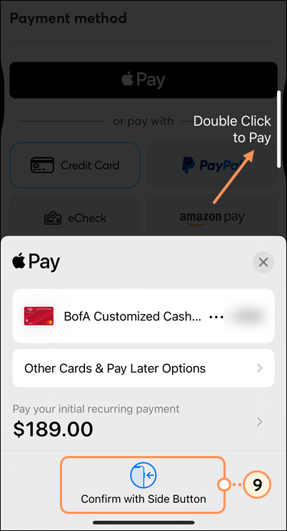 Apple Pay instructions to approve transaction