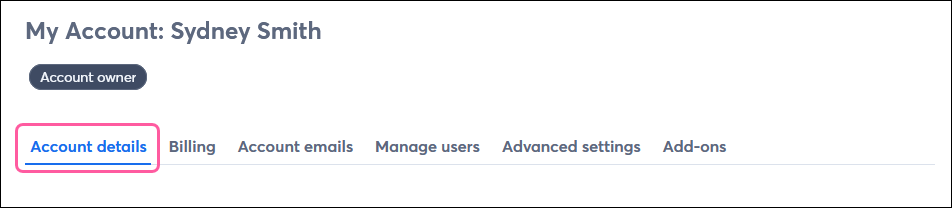 Account Details tab