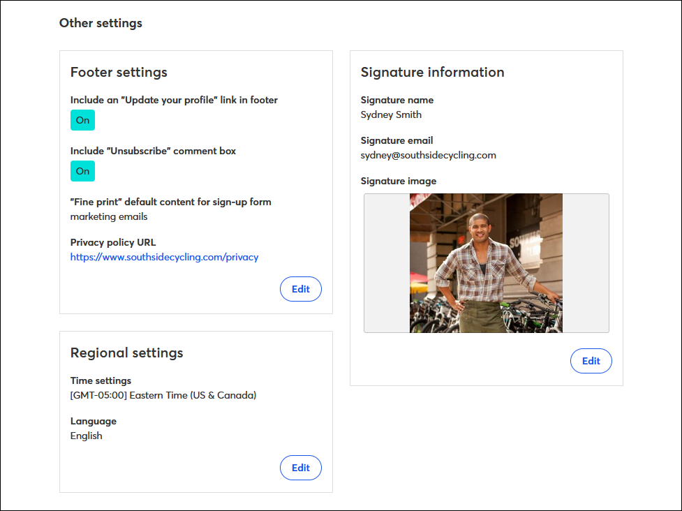 Regional Settings and Save button