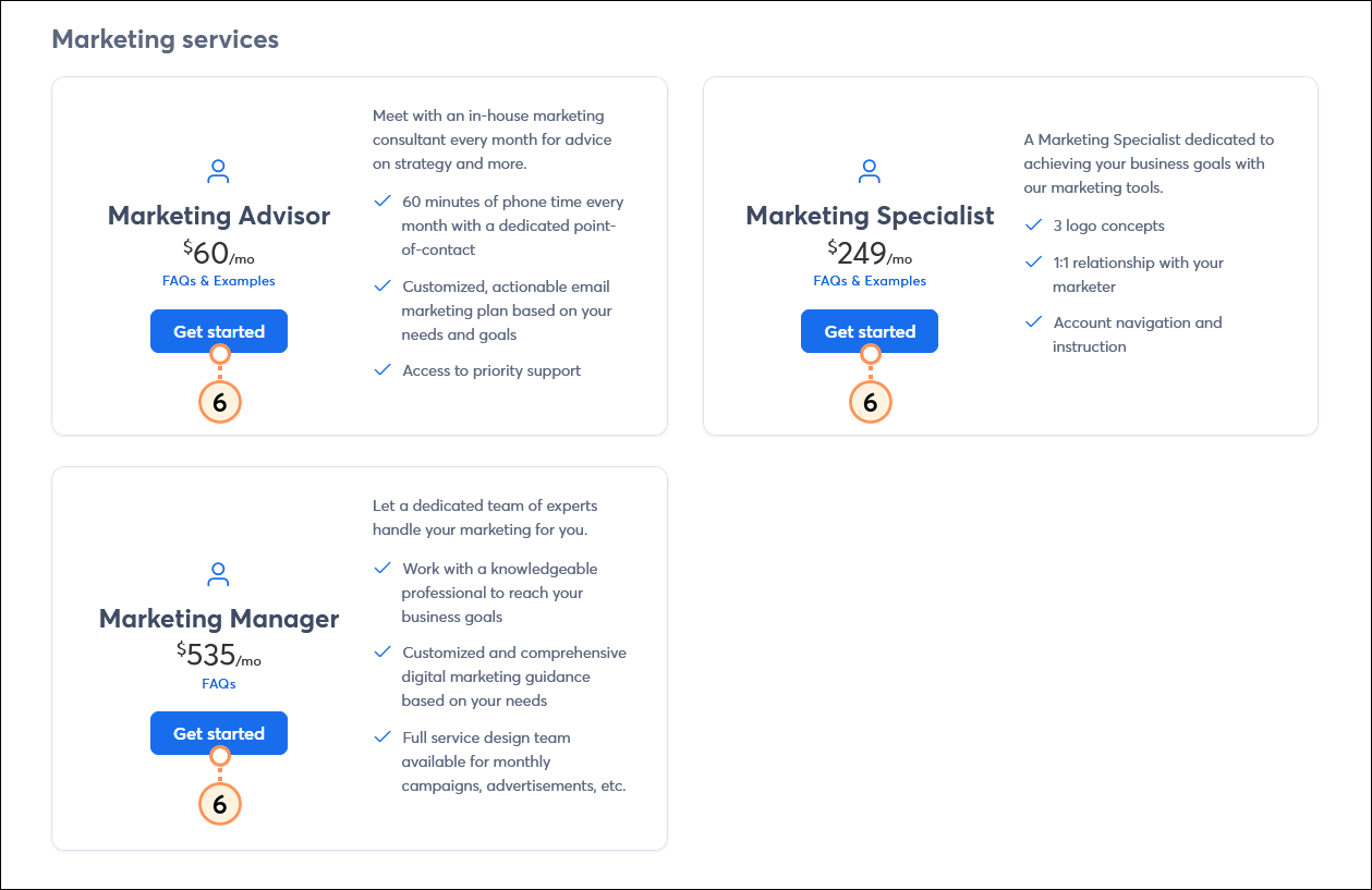 Marketing service options