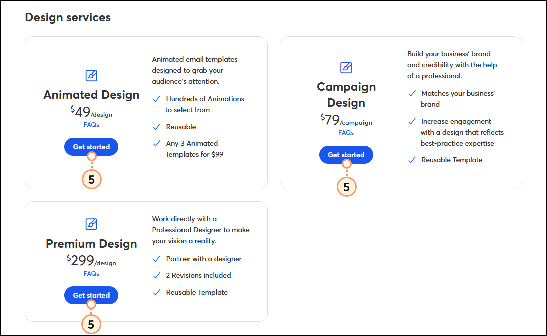 Opciones de servicios de diseño