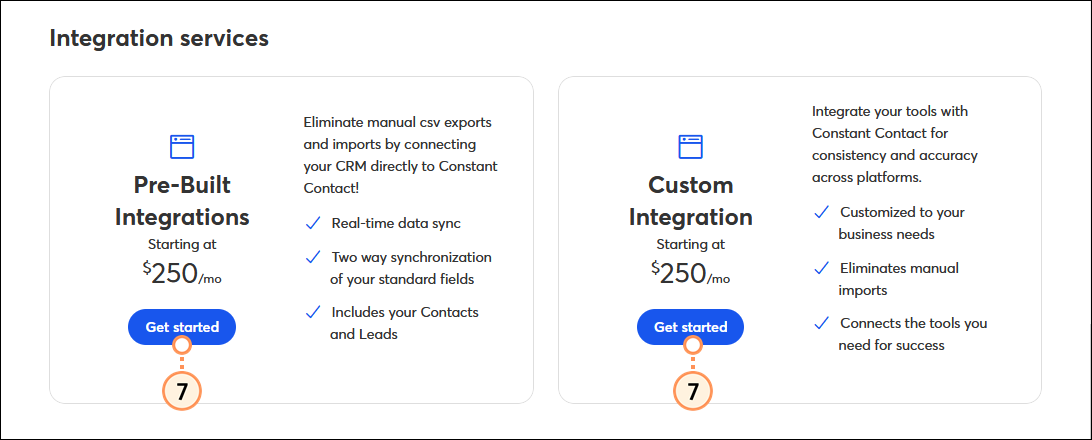 Opciones de servicios de integración