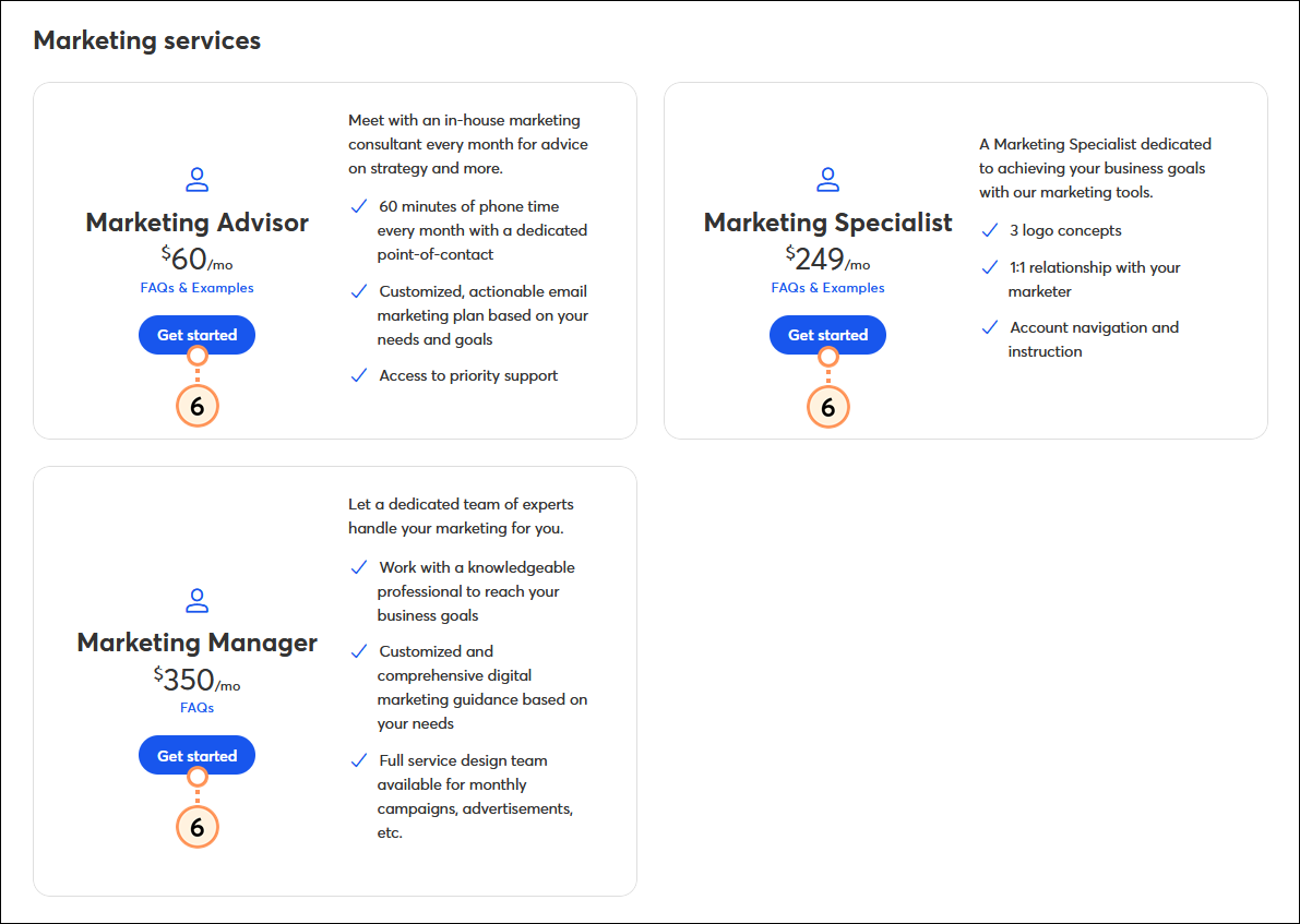 Opciones de servicios de marketing