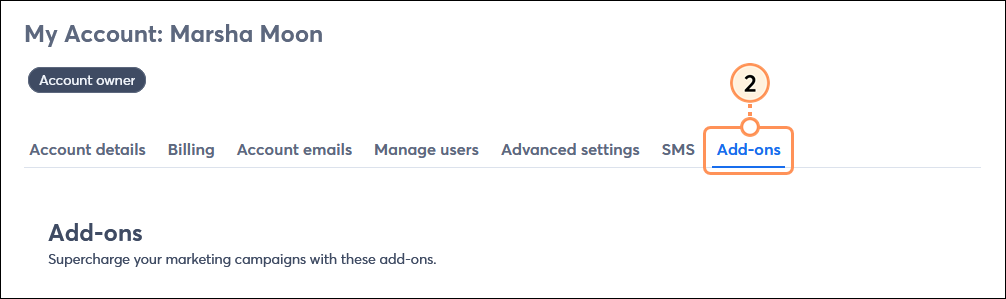 My Account with Add-ons tab
