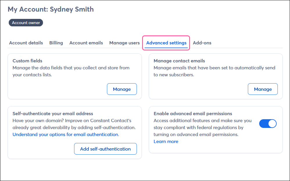 Advanced Settings tab
