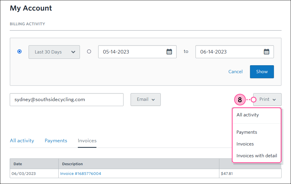 Print dropdown options
