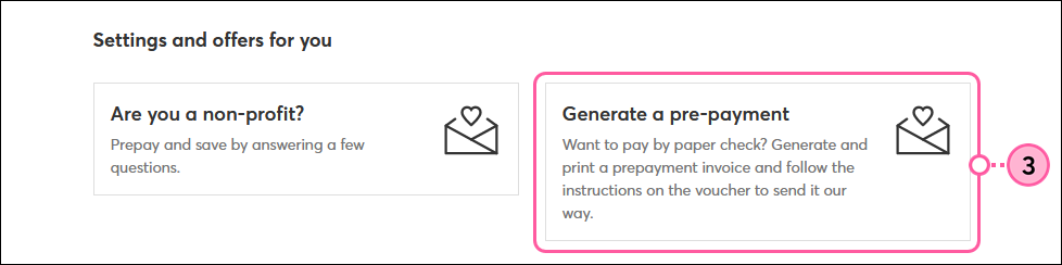 Settings and Offers For You section and Generate a Pre-Payment block