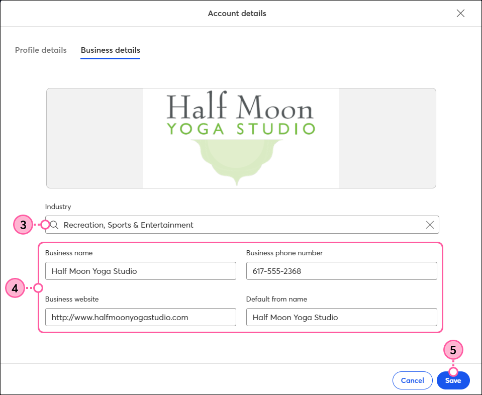 Account Details pop-up, Organization details fields, and Save button