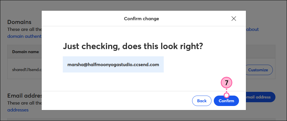 Confirm customized from address