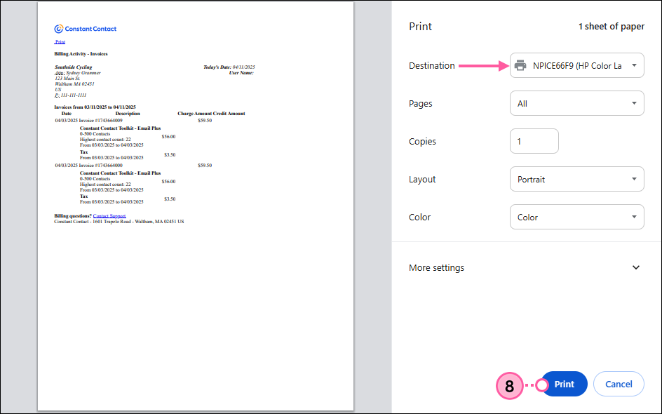 Print options