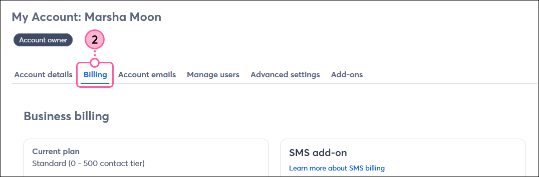 Billing tab