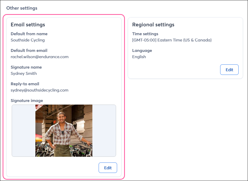 Email Settings section