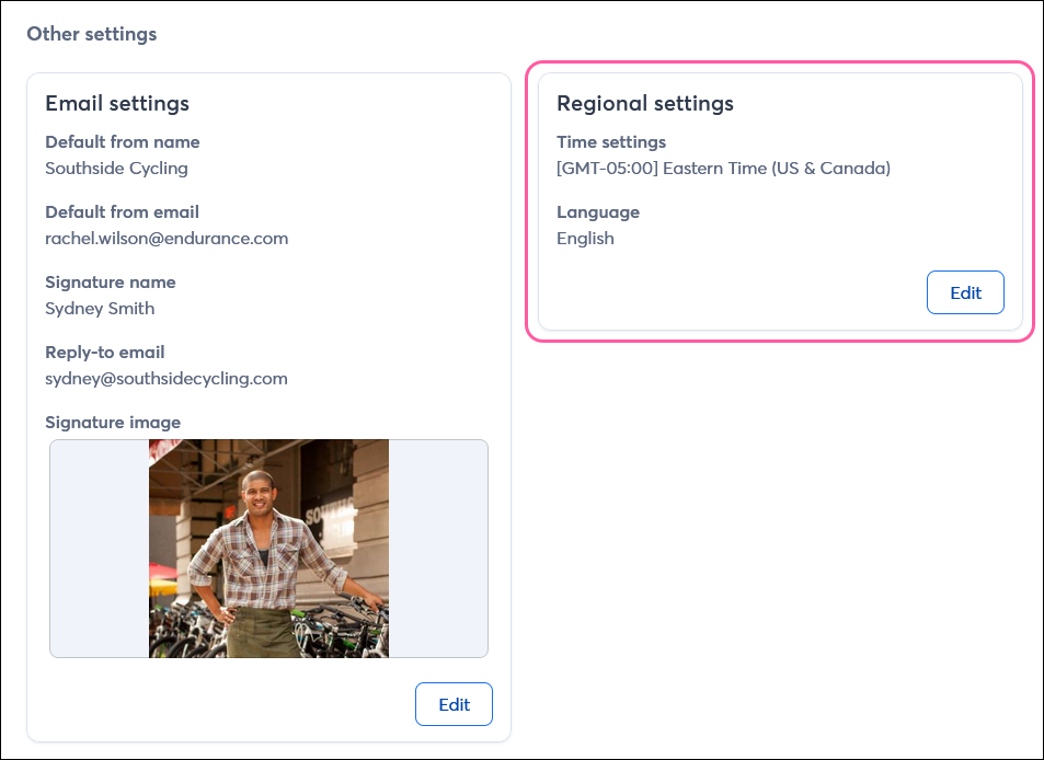 Regional Settings section