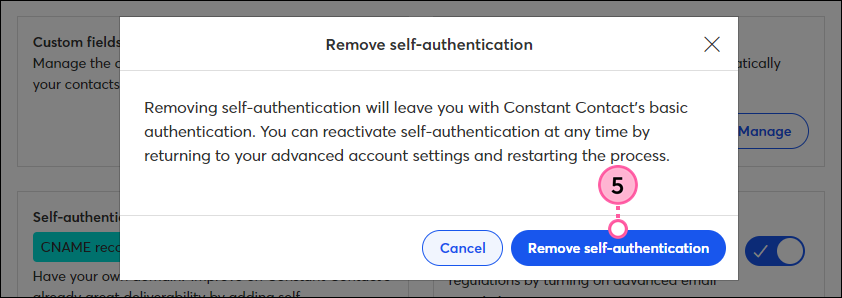 Remove Self-Authentication confirmation message and button